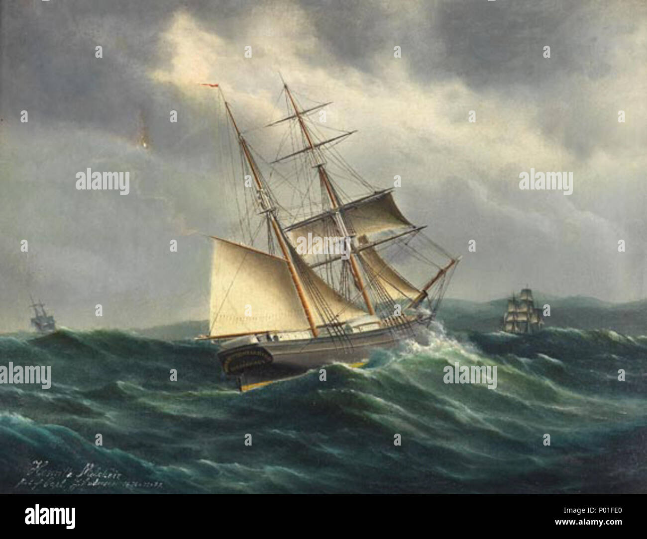 . Deutsch: Das Schiff Henriette Melchior von Kopenhagen. Durch Mose & Anteil von G. Melchior. ca. 1880. Unbekannt 45 Henriette Melchior Malerei Stockfoto