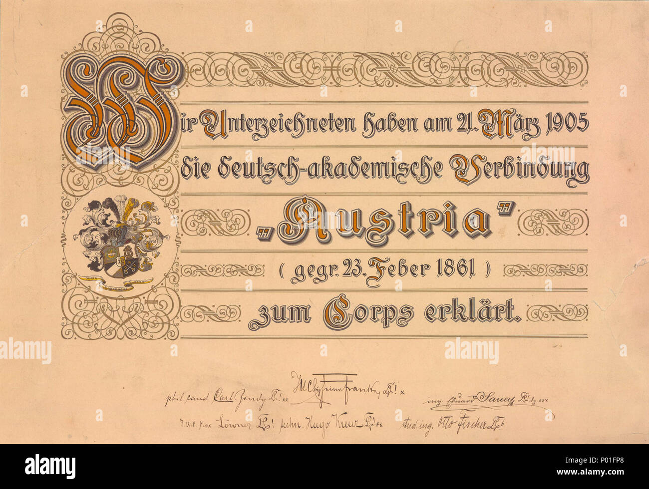 1 1905 Corpserklärung Stockfoto
