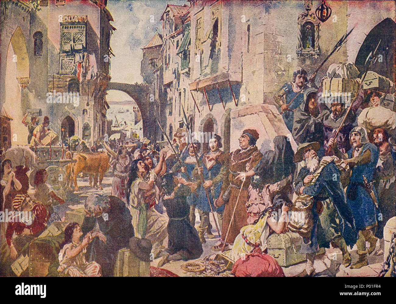 1A Expulsão dos Judeus (Roque Gameiro, Quadros da História de Portugal, 1917) Stockfoto