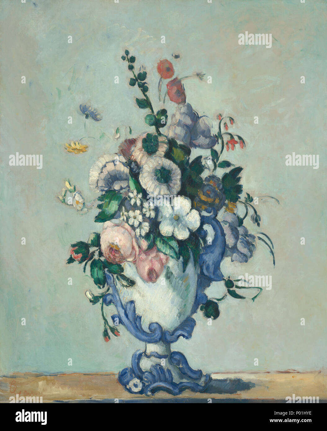 Malerei; Öl auf Leinwand; insgesamt: 73 x 59,8 cm (28 3/4 x 23 9/16 in.) gerahmt: 94,6 x 81,3 cm (37 1/4 in. x 32 in.); 9 Blumen in einer Vase eine 24470 Rokoko Stockfoto