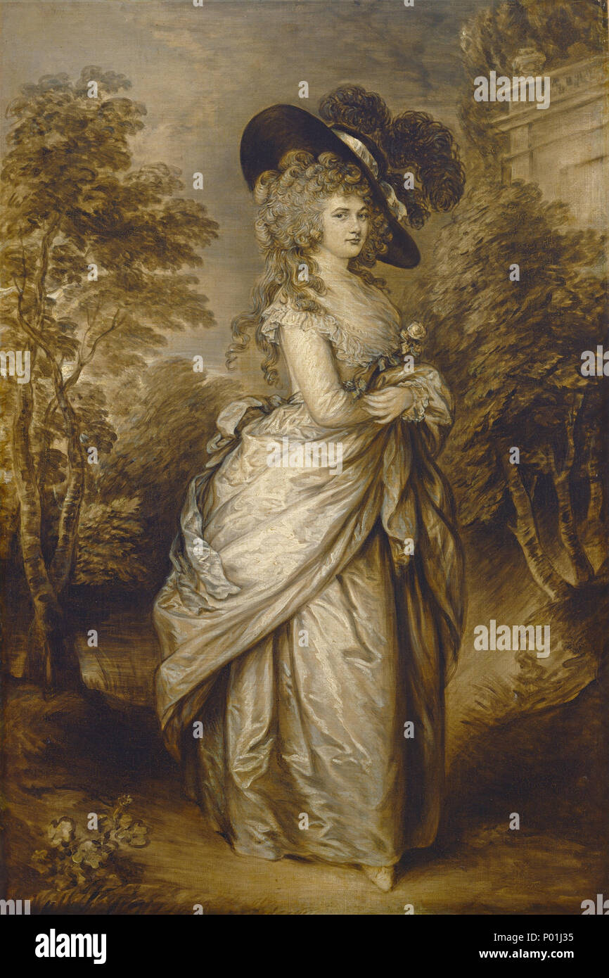 Malerei; Öl auf Leinwand; gesamt: 59,1 x 39,9 cm (23 1/4 x 15 11/16 in.) gerahmt: 77,2 x 57,2 x 6,4 cm (30 3/8 x 22 1/2 x 2 1/2 in.); 10 Georgiana, Herzogin von Devonshire G -001695-20120430 Stockfoto