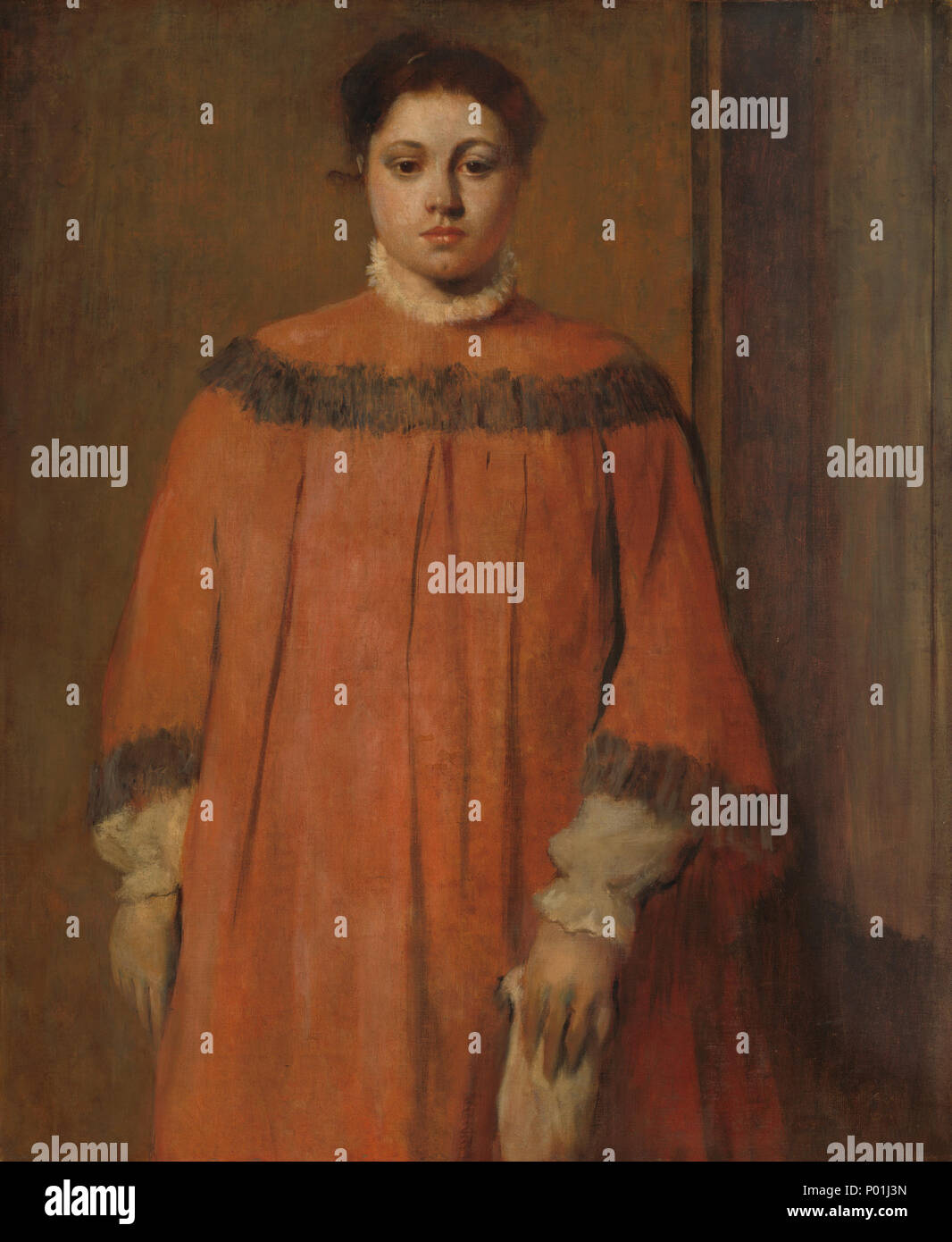 Malerei; Öl auf Leinwand; gesamt: 98,9 x 80,8 cm (38 15/16 x 31 13/16 in.) gerahmt: 124,1 x 122,1 x 9,5 cm (48 7/8 x 48 1/16 x 3 3/4 in.); 10 Mädchen in Rot ein 27961 Stockfoto