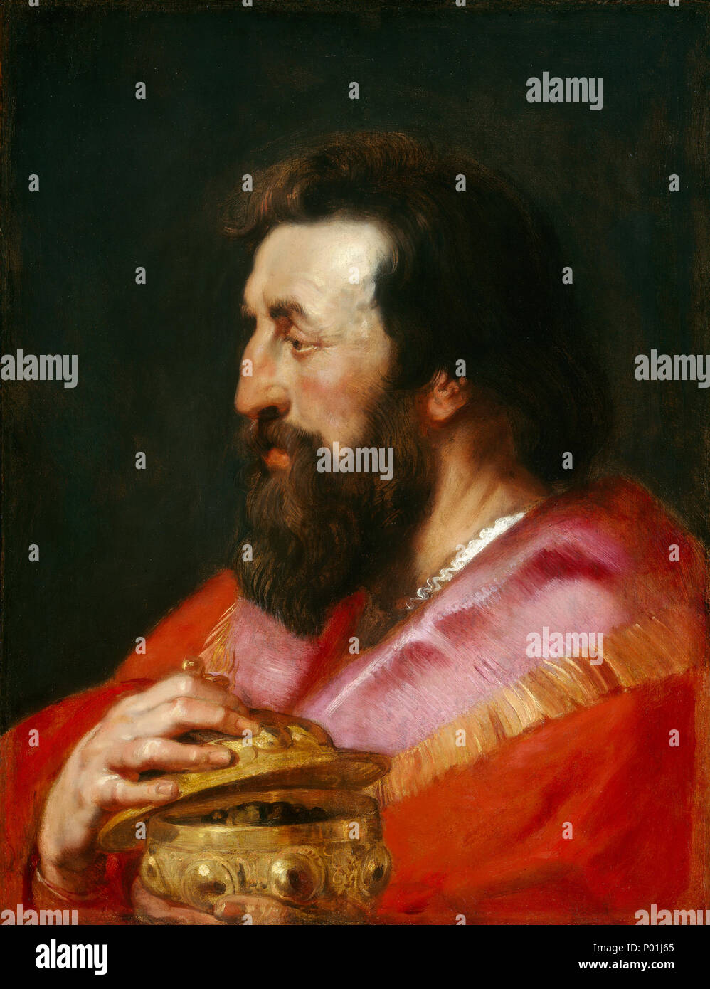 Sir Peter Paul Rubens und Studio, Leiter eines der Drei Könige: Melchior, der Assyrische König, Flämisch, 1577-1640, C. 1618, Öl auf Leinwand übertragen, Chester Dale Sammlung 11 Kopf von einem der Drei Könige Melchior, der Assyrische König E 10676 Stockfoto