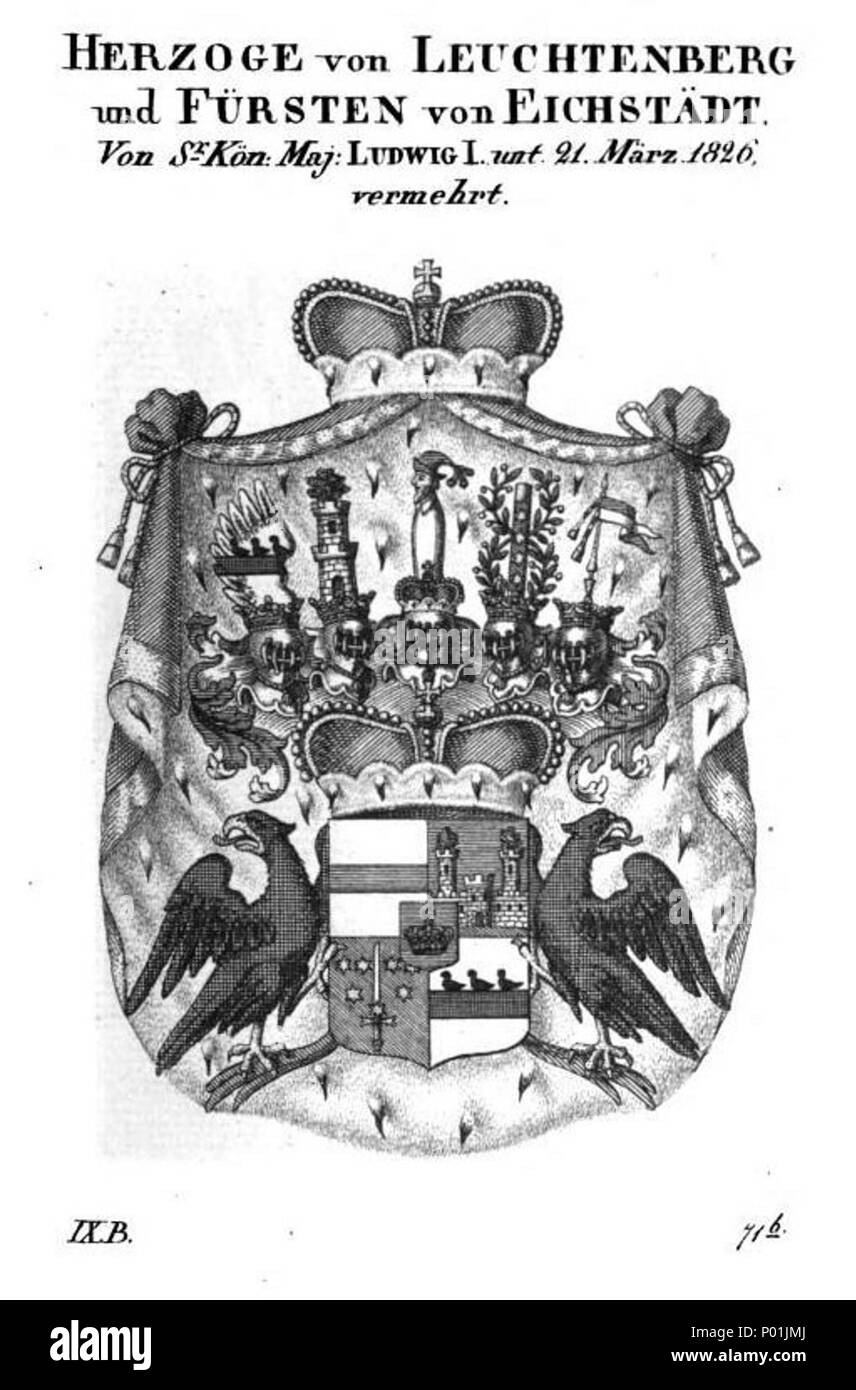 . Русский: Герб Богарне Августа (1826). . 1826. Unbekannt 14 Leyht - gerb-1826 Stockfoto . Русский: Герб Богарне Августа (1826). . 1826. Unbekannt 14 Leyht - gerb-1826 Stockfoto