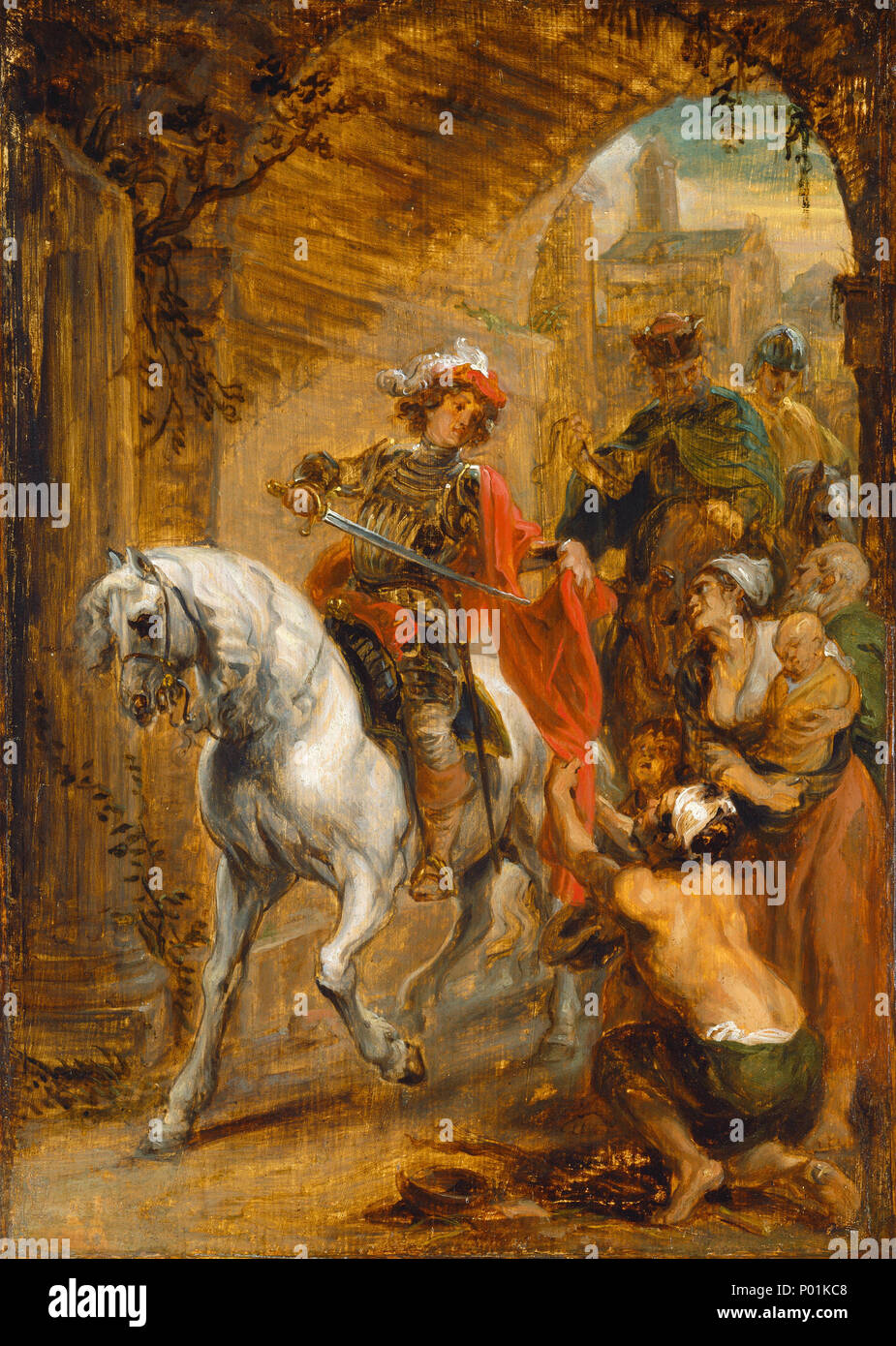Malerei; Öl auf Leinwand; gesamt: 34,5 x 24,2 cm (13 9/16 x 9 1/2 in.) gerahmt: 49,9 x 40 x 6,7 cm (19 5/8 x 15 3/4 x 2 5/8 in.); 20 St. Martin teilt seinen Mantel G -024841-20120502 Stockfoto Malerei; Öl auf Leinwand; gesamt: 34,5 x 24,2 cm (13 9/16 x 9 1/2 in.) gerahmt: 49,9 x 40 x 6,7 cm (19 5/8 x 15 3/4 x 2 5/8 in.); 20 St. Martin teilt seinen Mantel G -024841-20120502 Stockfoto