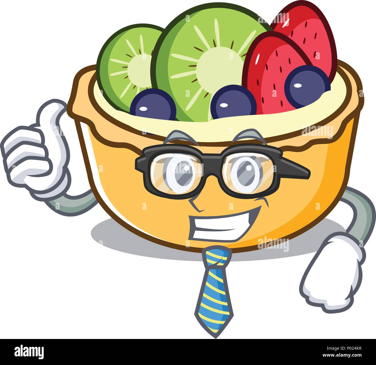 Geschäftsmann Obstkuchen zeichen Cartoon Stock Vektor