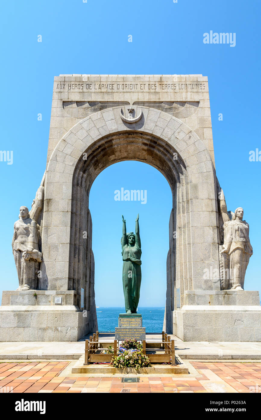 Das kriegerdenkmal an der Östlichen Armee oder Porte d'Orient, ein Denkmal in Erinnerung an die toten Soldaten, die für Frankreich auf den Schlachtfeldern des östlichen Europa im Ersten Weltkrieg Stockfoto