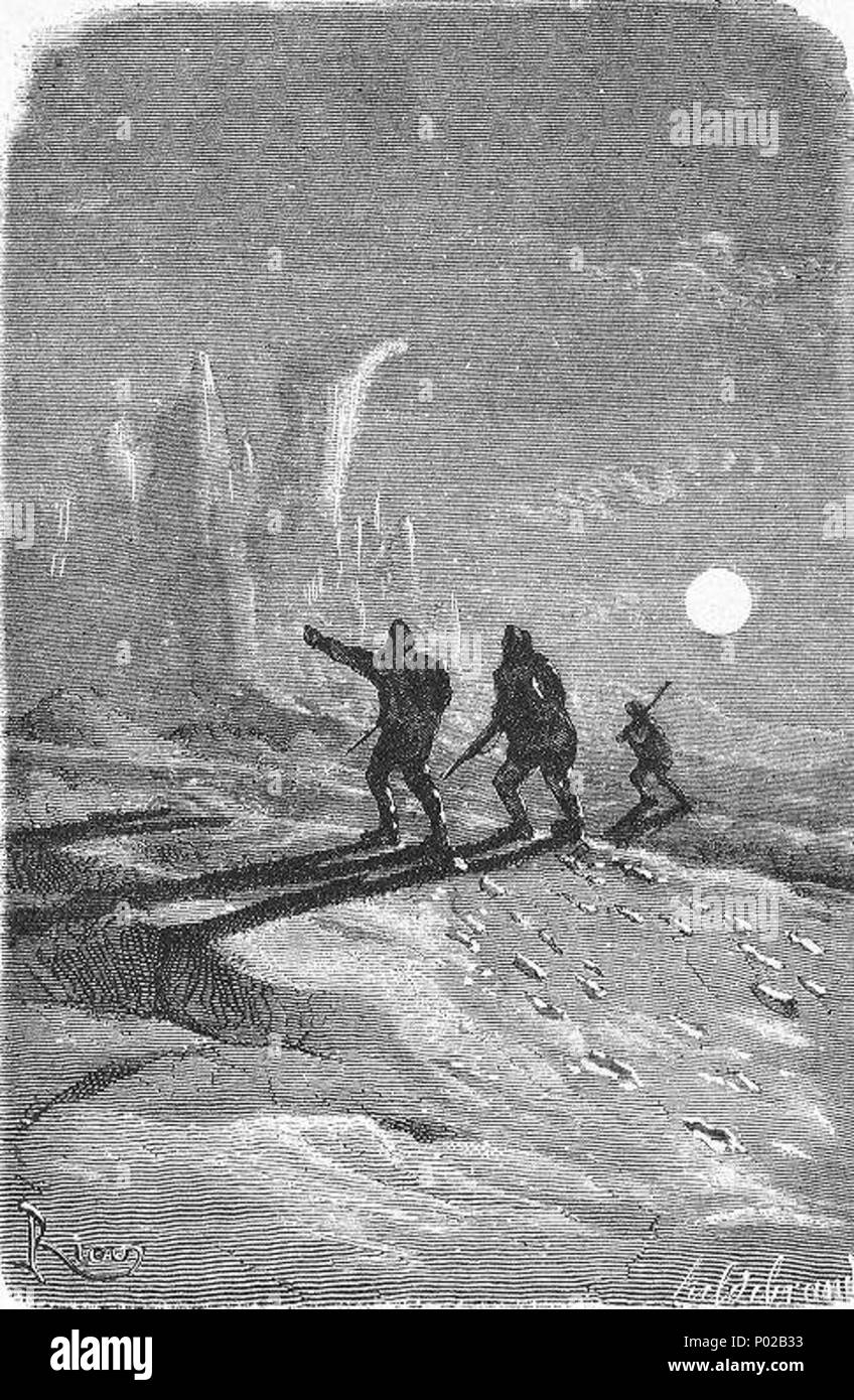 . Englisch: Eine Illustration von Jules Vernes Roman "Reisen und Abenteuer des Kapitän Hatteras', Teil I: "Die Englisch an der Noth Pole" Gezeichnet von Édouard Riou und/oder Henri de Montaut. Polski: Ilustracja powieści Juliusza Verne 'a' i Podróże Hatterasa przygody kapitana", części I: "anglicy na Północnym Biegunie" autorstwa Édouarda Riou i/lub Henri de Montauta. Français: Jules Verne: "Voyages et Aventures du Capitaine Hatteras - Les Anglais au Pôle Nord', Édouard Riou et Henri de Montaut. Diese Datei wurde hochgeladen mit Commonist. . 26. November 1866. Édouard Riou (1833-1900) Alternati Stockfoto