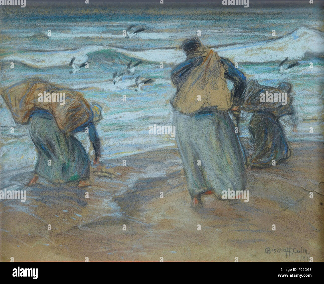 . Treibholzsammlerinnen an der Kurischen Nehrung. Pastell, 26,5 x 33,5 cm. 1911 31 Ernst Bischoff-Culm Treibholzsammlerinnen an der Kurischen Nehrung Stockfoto