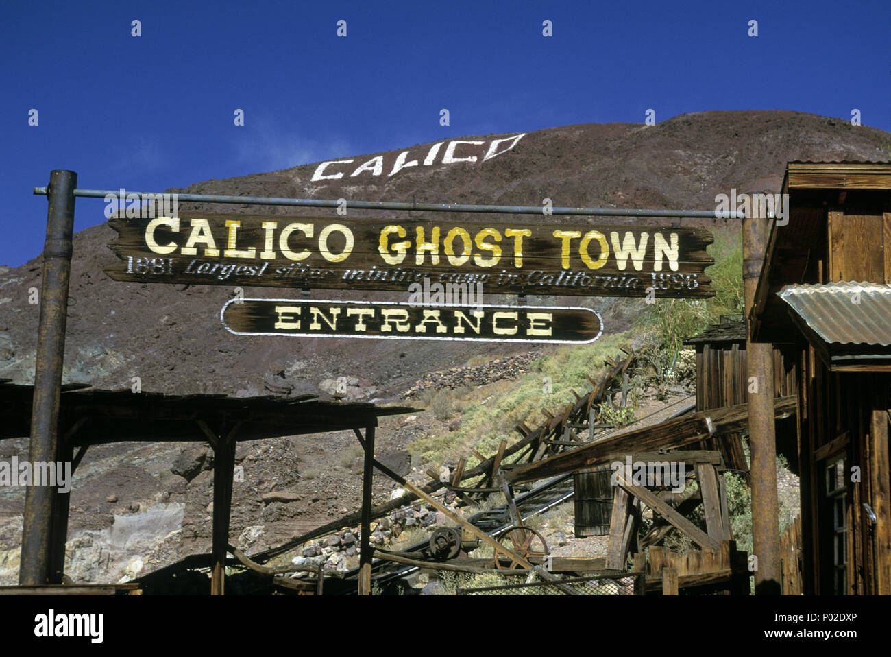 Historische Replik 1992 CALICO GHOST BERGBAUSTADT BARSTOW SAN BERNARDINO COUNTY CALIFORNIA USA Stockfoto