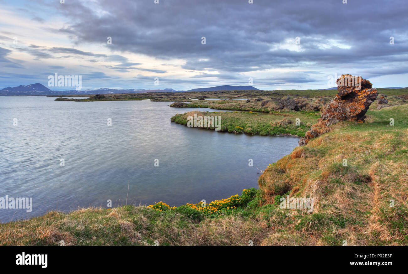Myvatn See bei Sonnenuntergang - Island Stockfoto