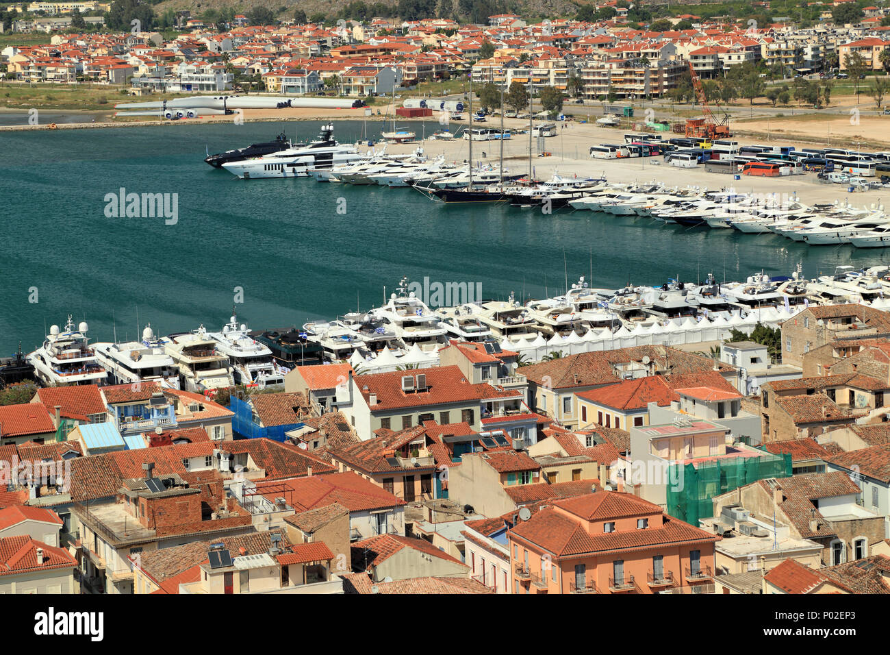 Draufsicht über die Yacht show Hafen von Napflio Stockfoto