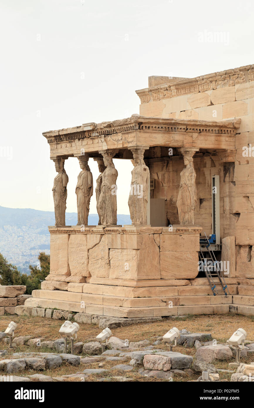 Karyatiden Statuen, Erecteion, Antiken Griechenland Stockfoto