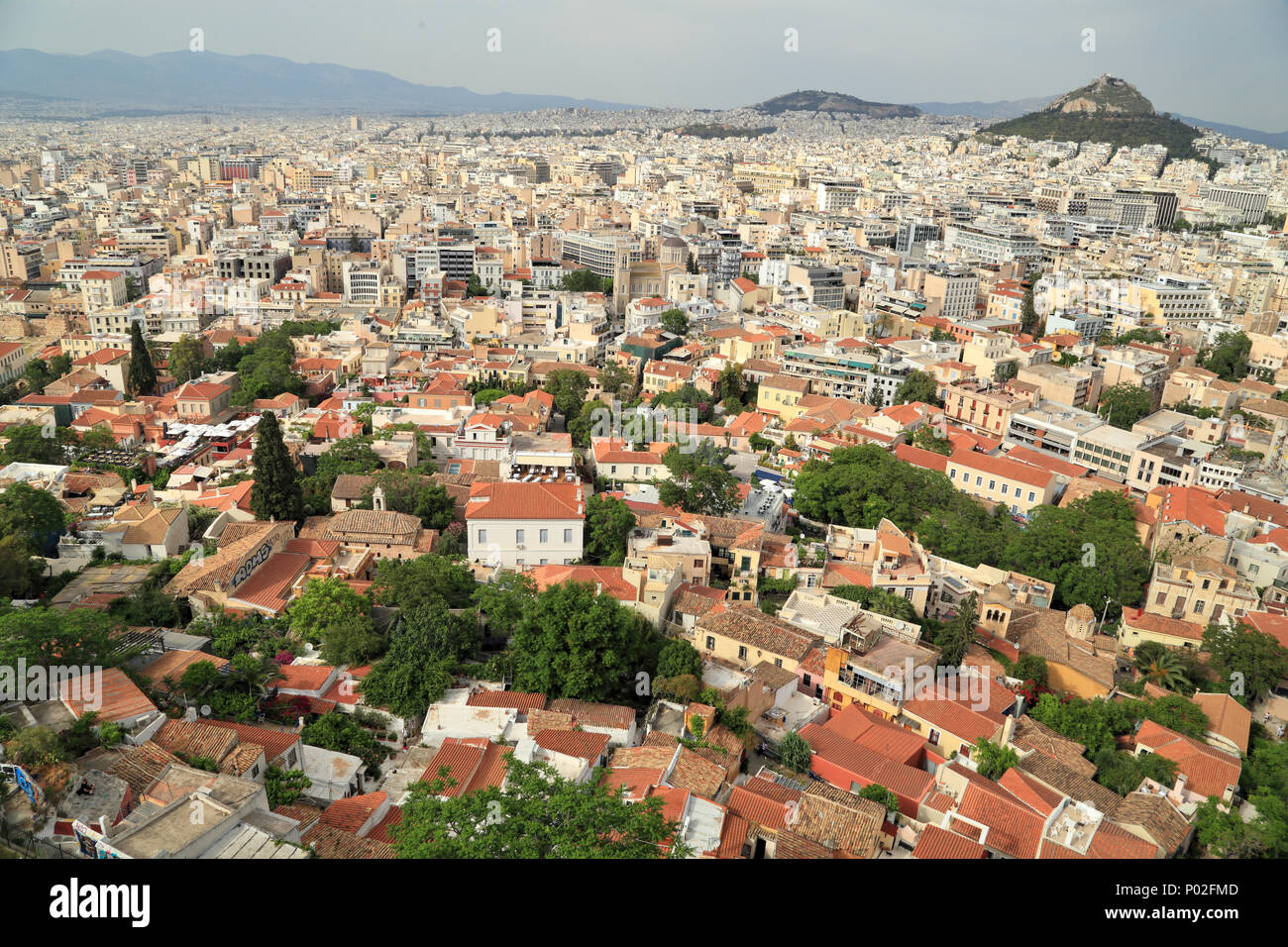 Antenne oben Blick über Athen, von der Akropolis Stockfoto