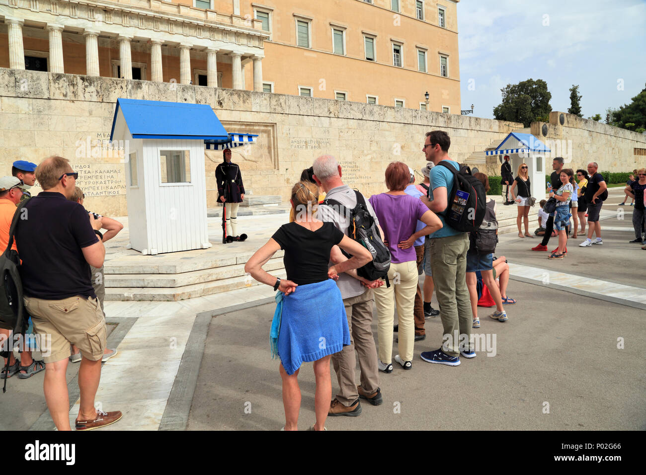 Touristische Attraktion: Ändern der Wachen, Athen, Griechenland Stockfoto