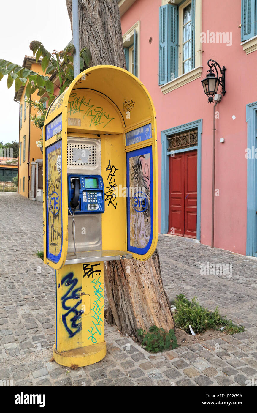 Öffentliches Telefon in Griechenland Stockfoto