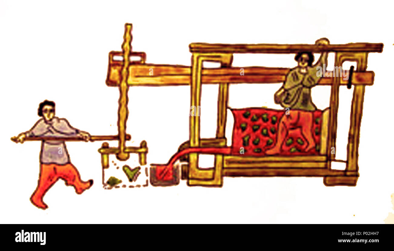 85 Presse et Pressoir du Xe siècle (Miniatur du Béatus de Liébana) Stockfoto