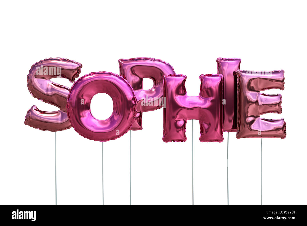 Name Sophie aus rosa Aufblasbare Ballone auf weißem Hintergrund  Stockfotografie - Alamy