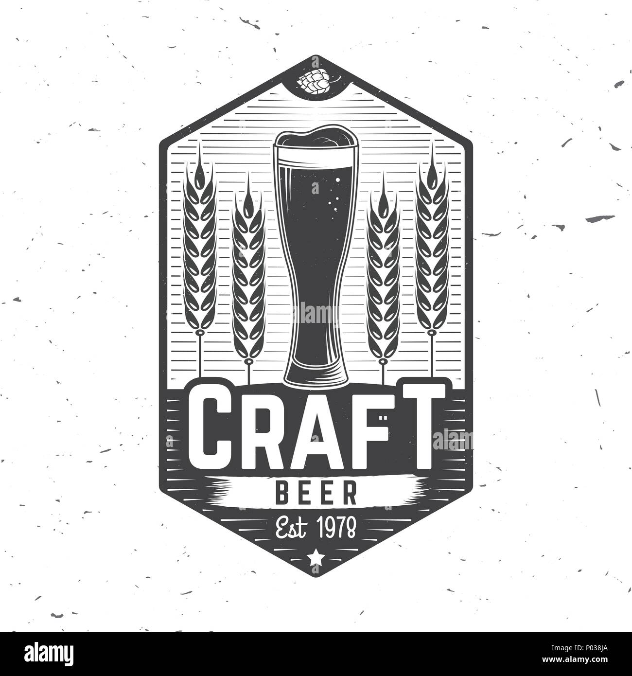Handwerk Bier Abzeichen. Vector Illustration. Vintage Design für eine Bar, ein Pub und ein Restaurant. Untersetzer für Bier. Stock Vektor