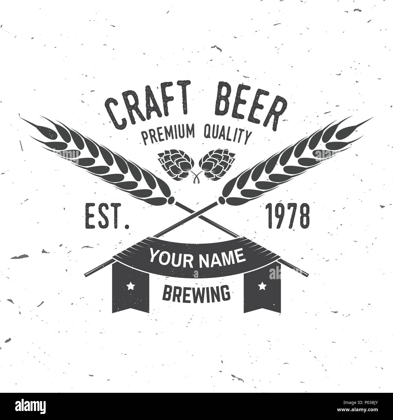 Handwerk Bier Abzeichen. Vector Illustration. Vintage Design für eine Bar, ein Pub und ein Restaurant. Untersetzer für Bier. Stock Vektor