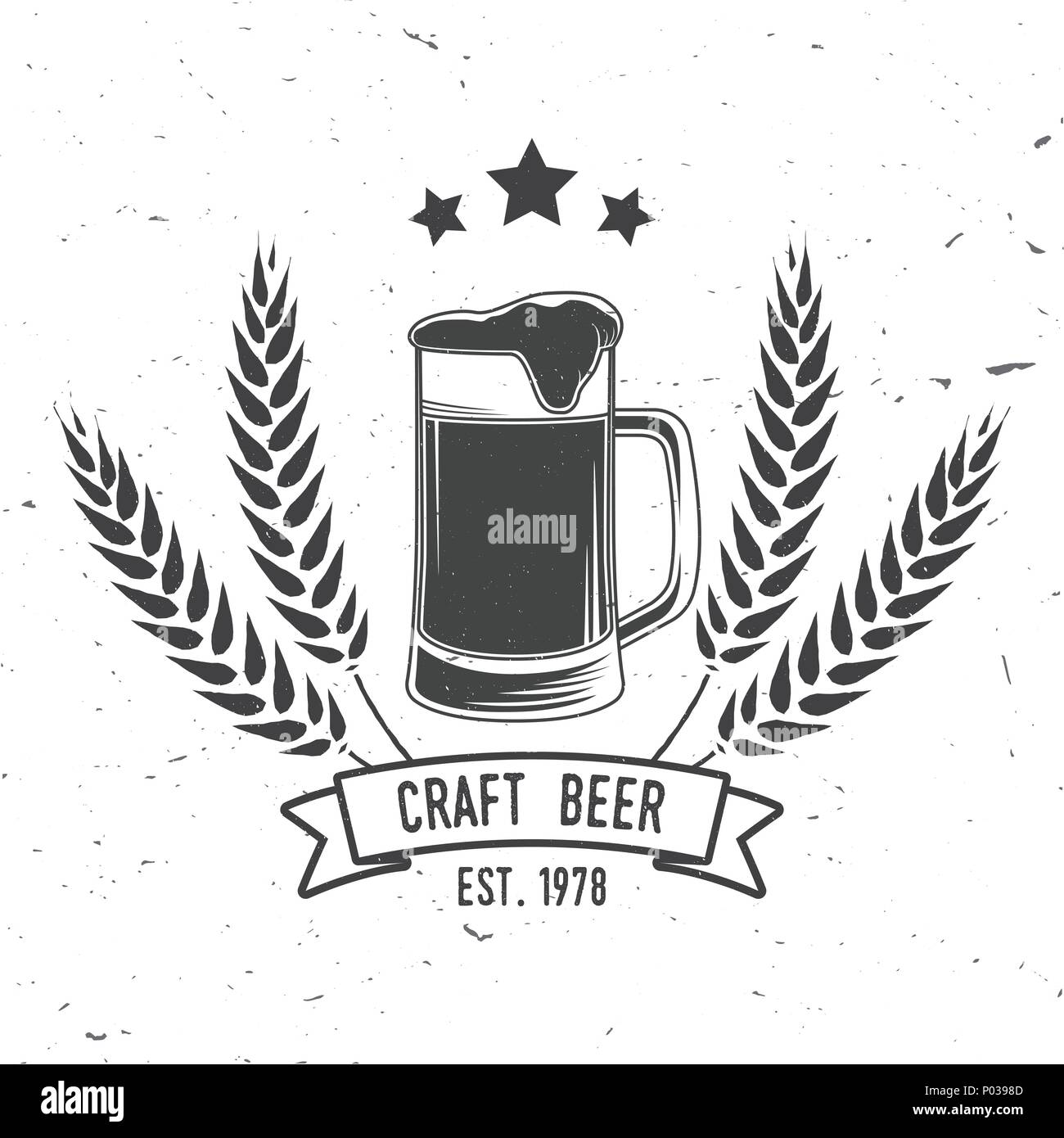 Handwerk Bier Abzeichen. Vector Illustration. Vintage Design für eine Bar, ein Pub und ein Restaurant. Untersetzer für Bier. Stock Vektor