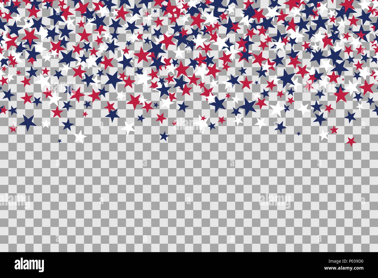Nahtlose Muster mit Sterne für Memorial Day Feier auf transparenten Hintergrund. Vector Illustration. Stock Vektor