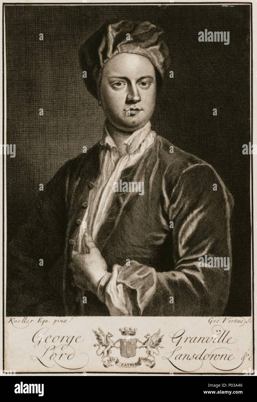 . Porträt von George Granville (1666-1735). 18. George Vertue (1684-1756) Alternative Namen George Tugend; Vertue; G. Vertue; Herr Vertue; Tugend Beschreibung britische Maler, Kupferstecher und antiquarische Datum der Geburt / Tod 1684 vom 24. Juli 1756 Ort der Geburt / Todes London London Arbeitsort Greater London Authority control: Q 930477 VIAF:?:? ISNI 24699291 0000 0000 8365 3517 ULAN:?? n 500013594 LCCN: 81142223 NLA:? 35791538 WorldCat nach Godfrey Kneller (1646-1723) Alternative Namen Gottfried Kneller, Geburt Name: Gottfried Kniller Beschreibung Deutsche Maler, dra Stockfoto