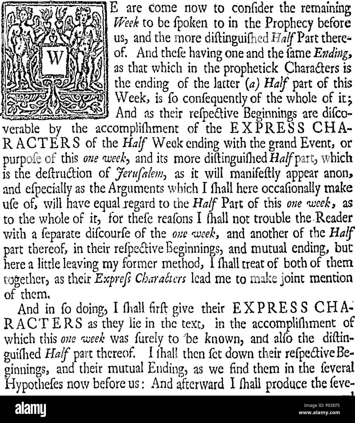 . Englisch: Fleuron aus Buch: eine chronologische Abhandlung auf die siebzig Wochen von Daniel; darin ist offensichtlich gezeigt die Vollendung der vorhergesagten Ereignisse, wie insbesondere das Abschneiden des Messias nach den vorhergesagten Vii Wochen und LXII Wochen, entsprechend der Express Brief von der Prophezeiung, und in den meisten genaue Vereinbarung mit Ptolemäus Kanon; so auch von der Zerstörung Jerusalems durch die Römer, im LXXth, oder eine Woche, in der litteral, offensichtlich, und die primären Sinne; (allerdings grundlos Rufen in Frage, die ein Ende der Verfasser, in einen Diskurs über die Gründe und Gründe der Stockfoto