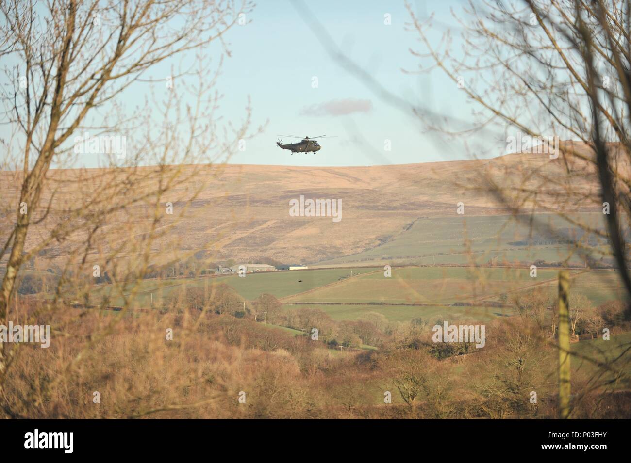 Sea King Armee Hubschrauber über Dartmoor Stockfoto