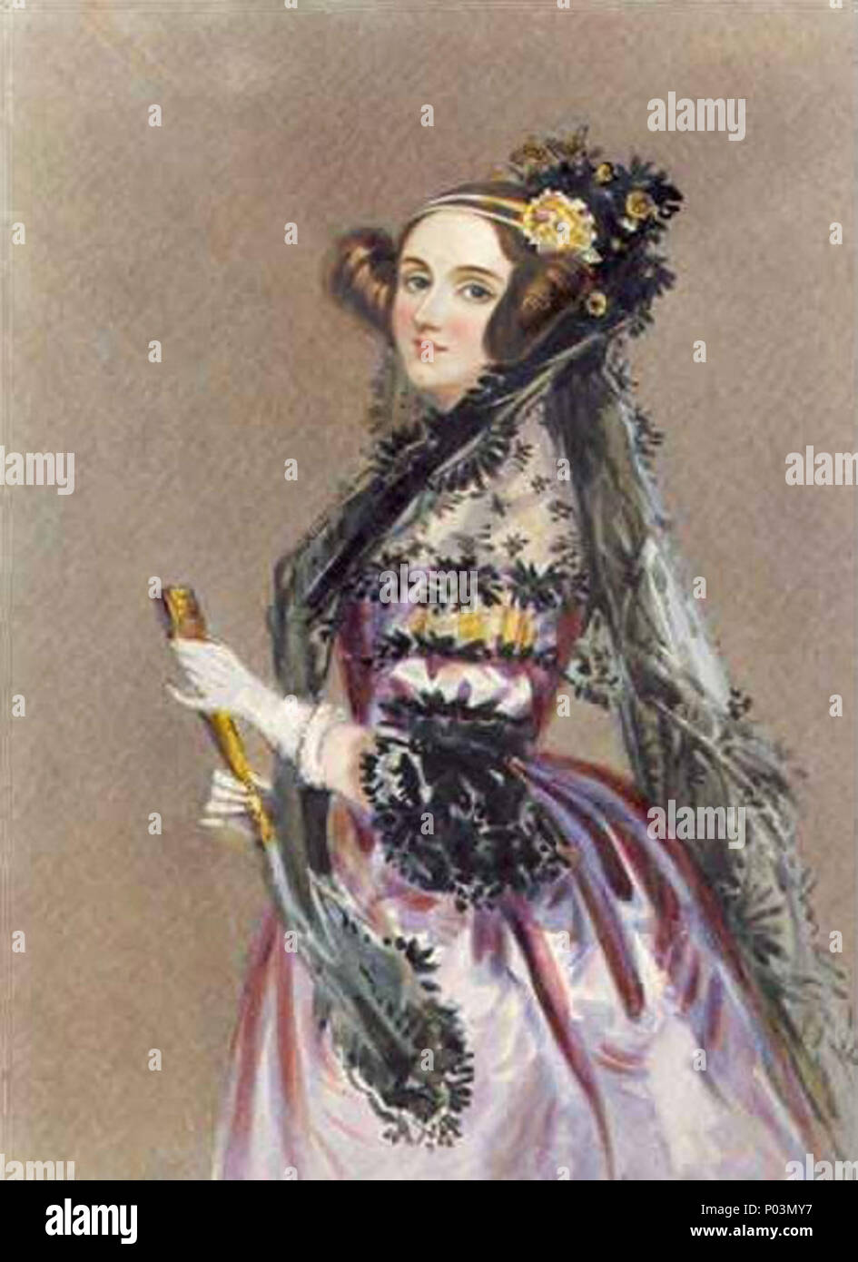 . Dargestellte Person: Ada Lovelace Ada Augusta Byron, einzige Tochter von Lord Byron. Sie heiratete William König im Jahre 1835. Sie wurde Graf und Gräfin von Lovelace in 1838. Ada Lovelace war ein eifriger Mathematiker und ist oft der erste Computer programmierer Namens, nachdem Sie einen Algorithmus für die Analytical Engine von Charles Babbage schrieb. . Portrait von Ada Lovelace (1815-1852). 1836 266 Ada Lovelace Stockfoto