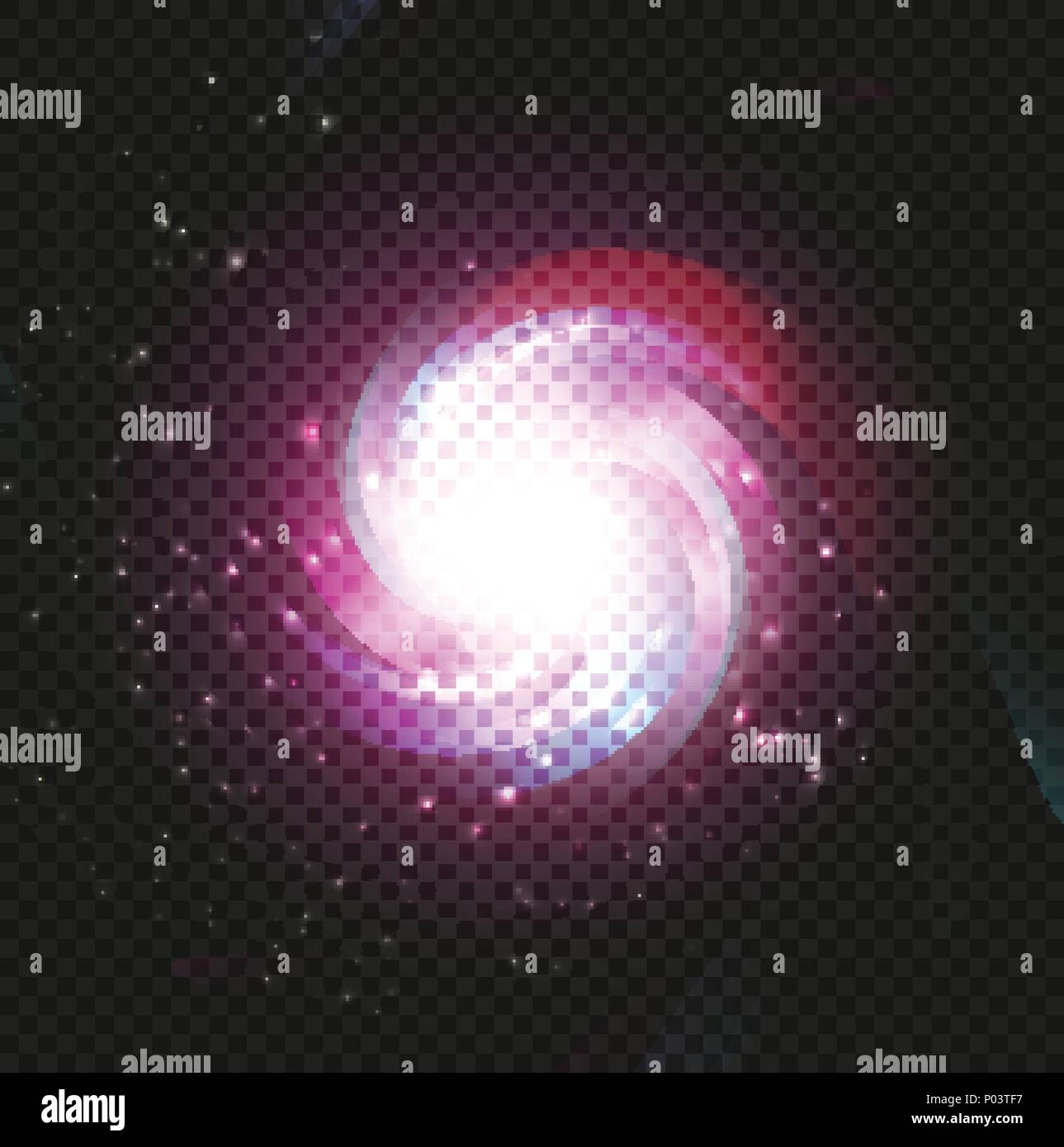 Spiralgalaxie, Raum nebula Abbildung, Astronomie, Universum auf Schwarz kosmischen Hintergrund. Stock Vektor