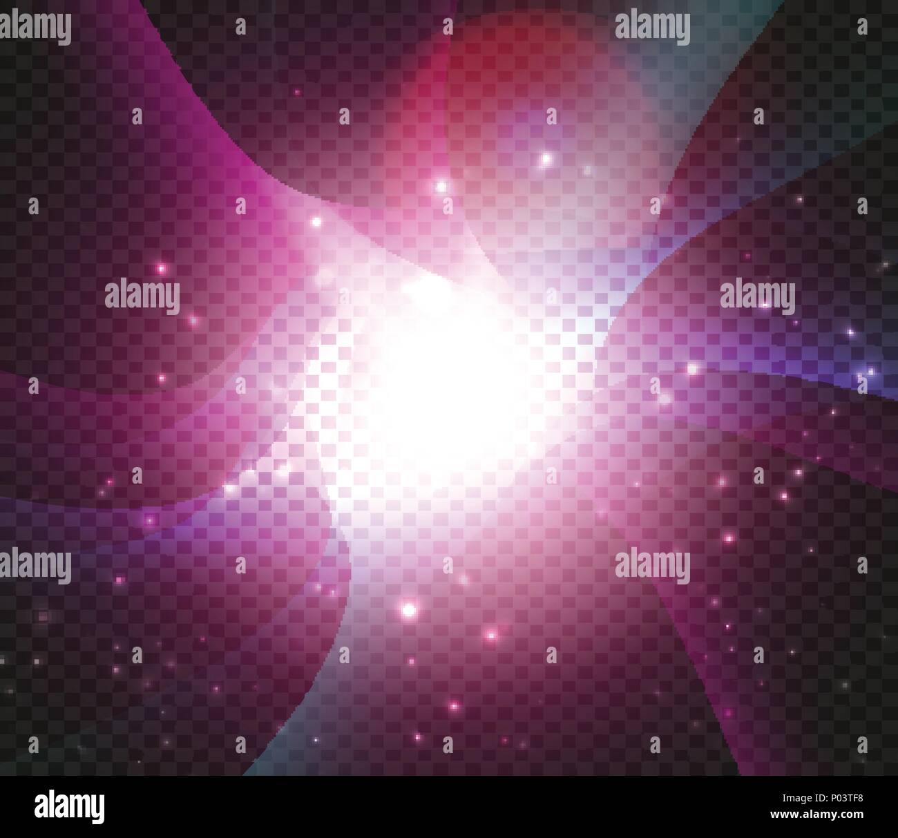 Kosmische Nebel Kulisse. Magic galaxy Hintergrund. Helle fantasy lila Platz auf schwarzen Hintergrund mit Sternen. Big Bang, Milchstraße Vector Illustration. Stock Vektor