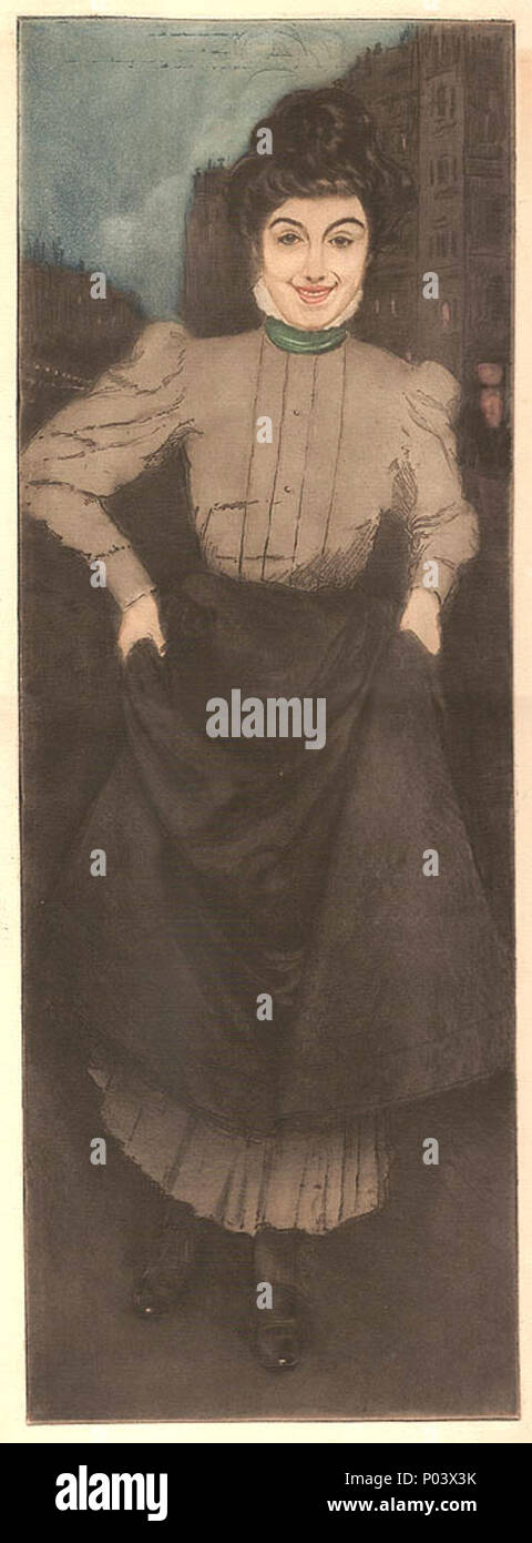 . Jeunne femme de Pied aquatinte auf Webte 55 x 24,5 cm handsignedsigned mit Tinte, kleine, unbekannte Ausgabe unten links. Von 1941. Gaston Darbour 54 Jeunne femme de Pied par Darbour Stockfoto
