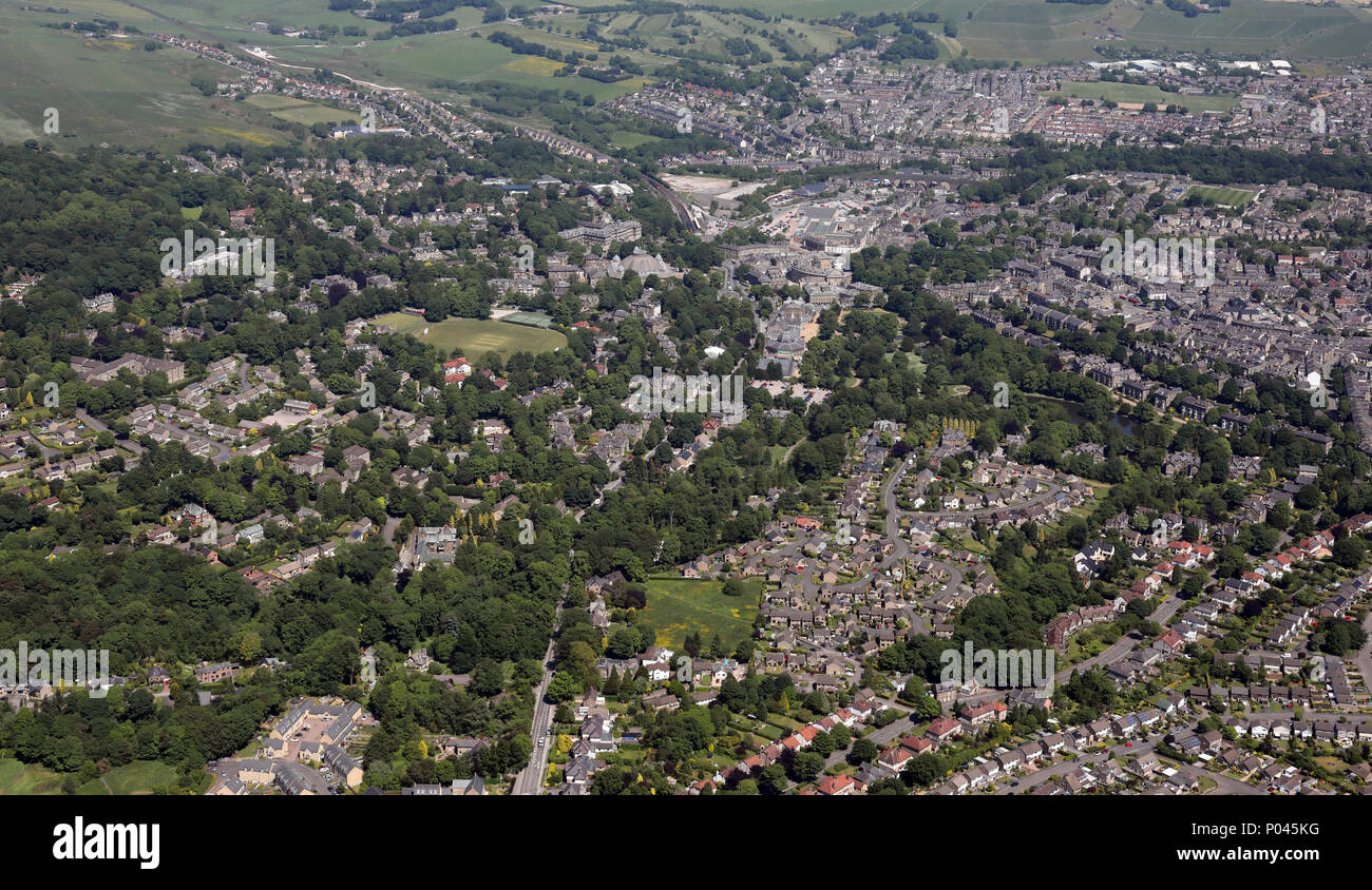 Luftaufnahme von Buxton Stadt in Derbyshire, Großbritannien Stockfoto