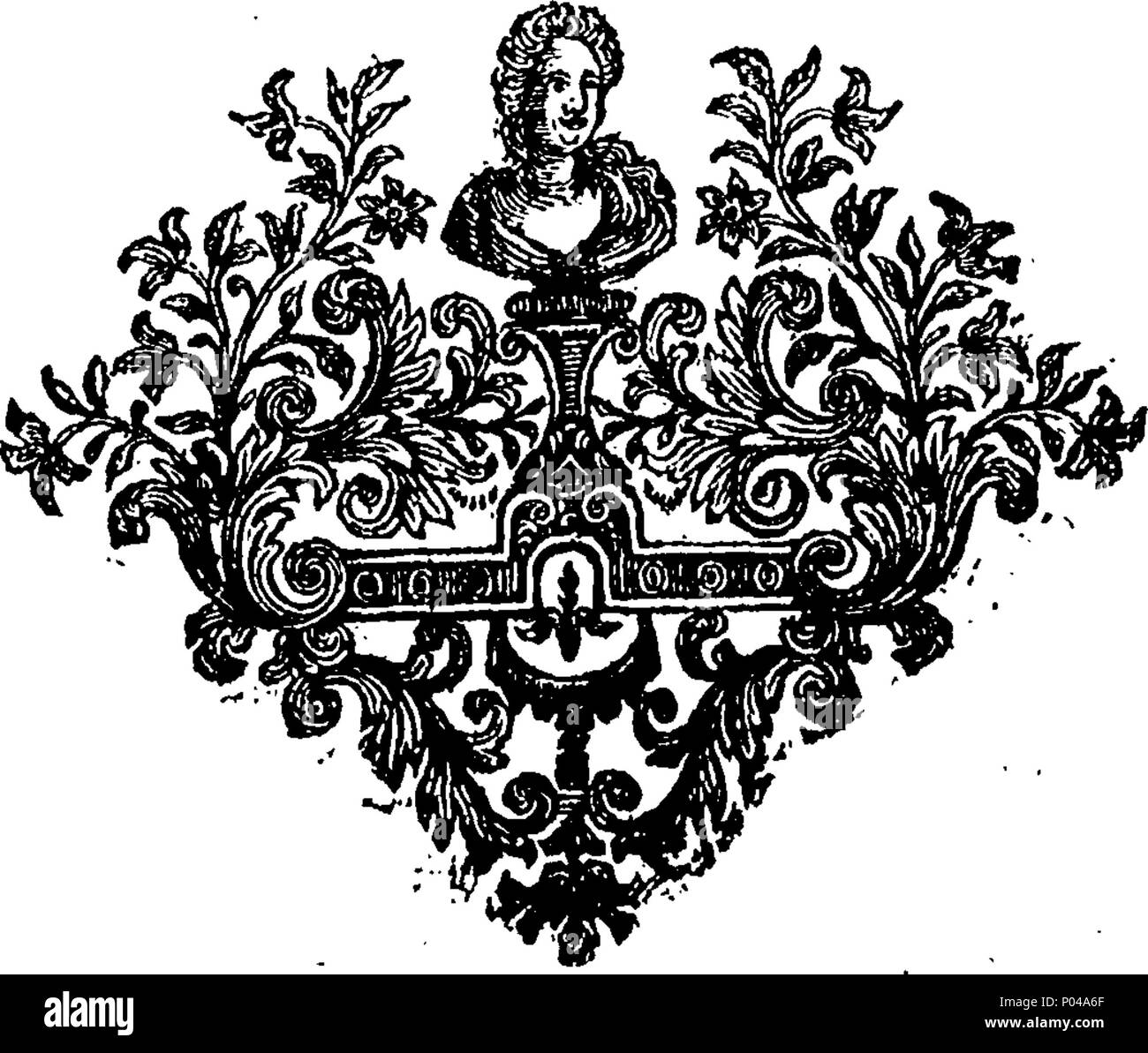 . Englisch: Fleuron aus Buch: Eine kritische Geschichte der Errichtung des Bretonen unter den Gallier und ihrer Abhängigkeit von der französischen Könige und Herzöge der Normandie. Von Monsieur der Abt von Vertot, der Akademie Royal von Inschriften und Belletristik. Aus dem Französischen Original getan, gedruckt in Paris. ... 76 Eine kritische Geschichte der Errichtung des Bretonen unter den Gallier und ihrer Abhängigkeit von der französischen Könige und Herzöge der Normandie Fleuron T 082071-15 Stockfoto