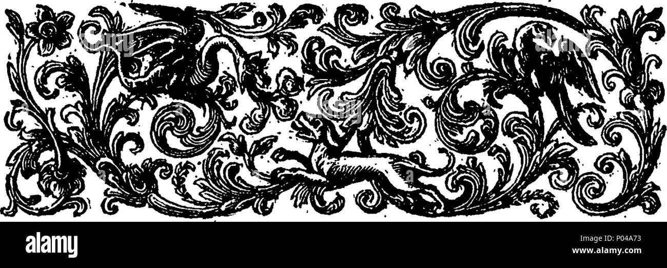 . Englisch: Fleuron aus Buch: Eine kritische Geschichte der Errichtung des Bretonen unter den Gallier und ihrer Abhängigkeit von der französischen Könige und Herzöge der Normandie. Von Monsieur der Abt von Vertot, der Akademie Royal von Inschriften und Belletristik. Aus dem Französischen Original getan, gedruckt in Paris. ... 76 Eine kritische Geschichte der Errichtung des Bretonen unter den Gallier und ihrer Abhängigkeit von der französischen Könige und Herzöge der Normandie Fleuron T 082071-2 Stockfoto