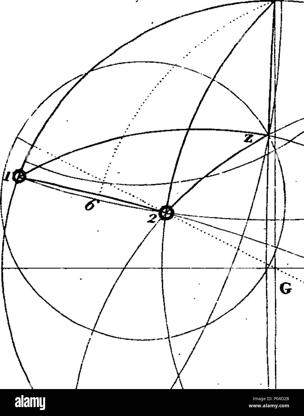 . Englisch: Fleuron aus Buch: Eine Beschreibung der Linien auf Gunter's Scale gezeichnet, wie von Herrn John Robertson, später Bibliothekar an die Royal Society verbessert; und von den Herren Nairne und Stumpf, mathematische Instrumentenbauern, Cornhill, London ausgeführt. Mit ihrer Nutzung und Anwendung in der Praxis am Beispiel vor allem in der Navigation und Astronomie. Von William Mountaine, mathematische Prüfer werden dem Herrn Abgeordneten Corporation von Trinity-House von Deptford-Strond, und F R.S. 86 Eine Beschreibung der Linien auf Gunter's Scale gezeichnet, wie von Herrn John Robertson, später Bibliothekar an die Royal Society verbessert; und Stockfoto