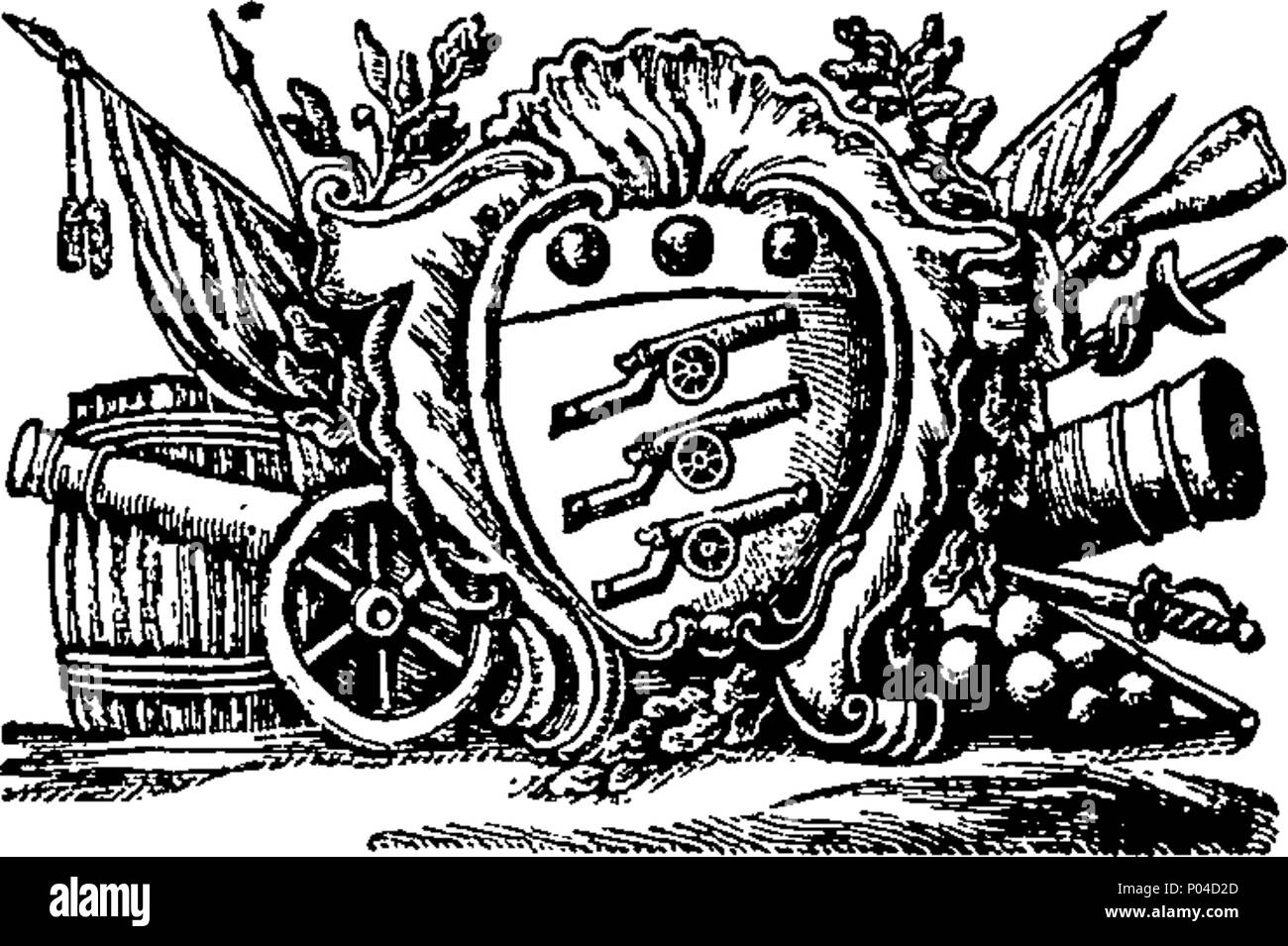 . Englisch: Fleuron aus Buch: Eine Beschreibung der Maschine für das Feuerwerk, mit all seinen Ornamente und ein Detail der Art und Weise, in der sie in der St. James's Park, Donnerstag, 27. April 1749 ausgestellt, aufgrund des allgemeinen Friedens, bei Aix La Chapelle, 7. Oktober 1748 unterzeichnet werden. Durch orde von His Majesty's Board of Ordnance veröffentlicht. 86 Eine Beschreibung der Maschine für das Feuerwerk, mit all seinen Ornamente und ein Detail, auf welche Art und Weise werden in St Fleuron T 111060-1 ausgestellt zu werden. Stockfoto