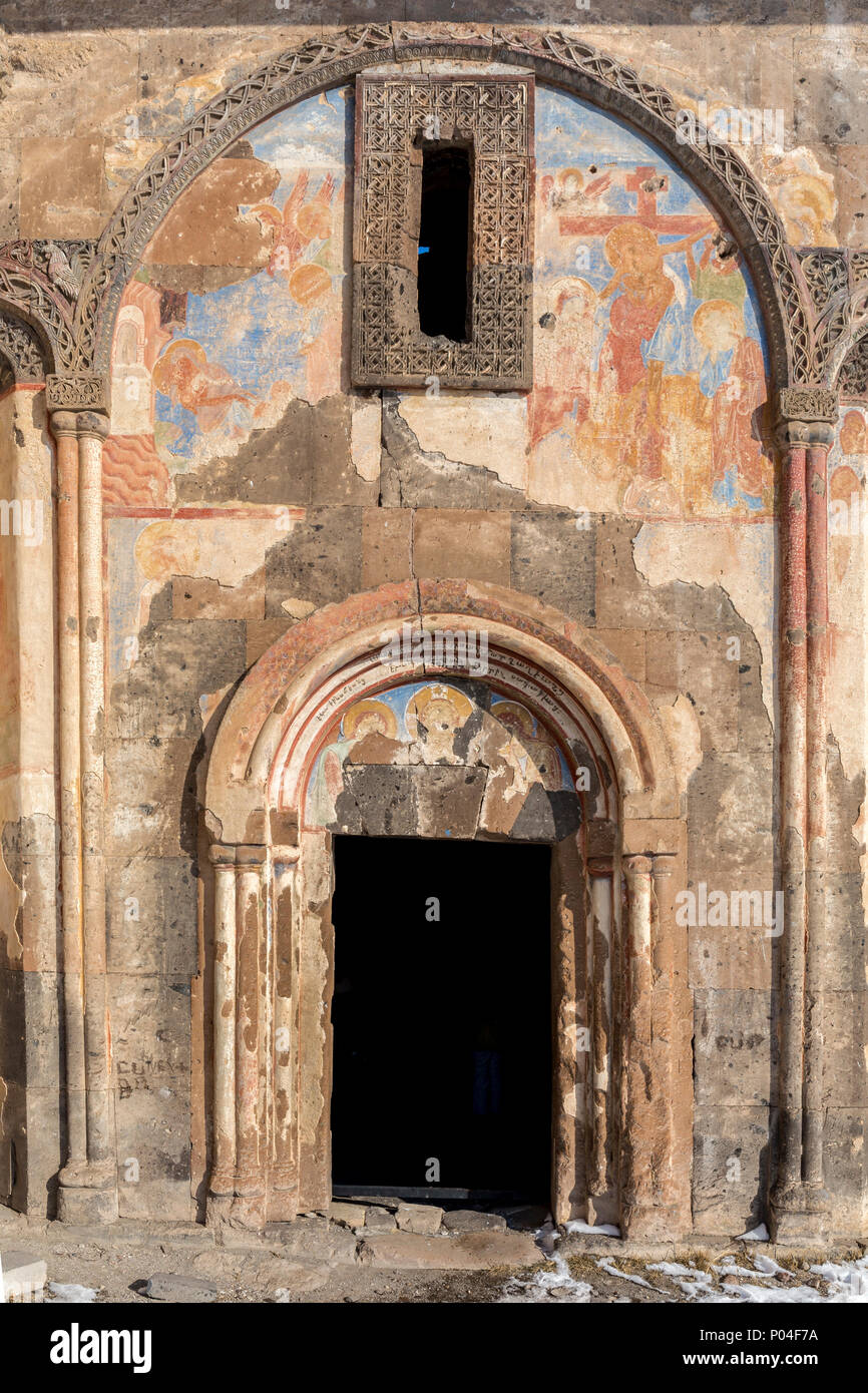 Fresken von Tigran Honents Kirche in Ani ist eine zerstörten mittelalterlichen armenischen Stadt jetzt in der türkischen Provinz Kars und neben der geschlossenen Grenze Stockfoto