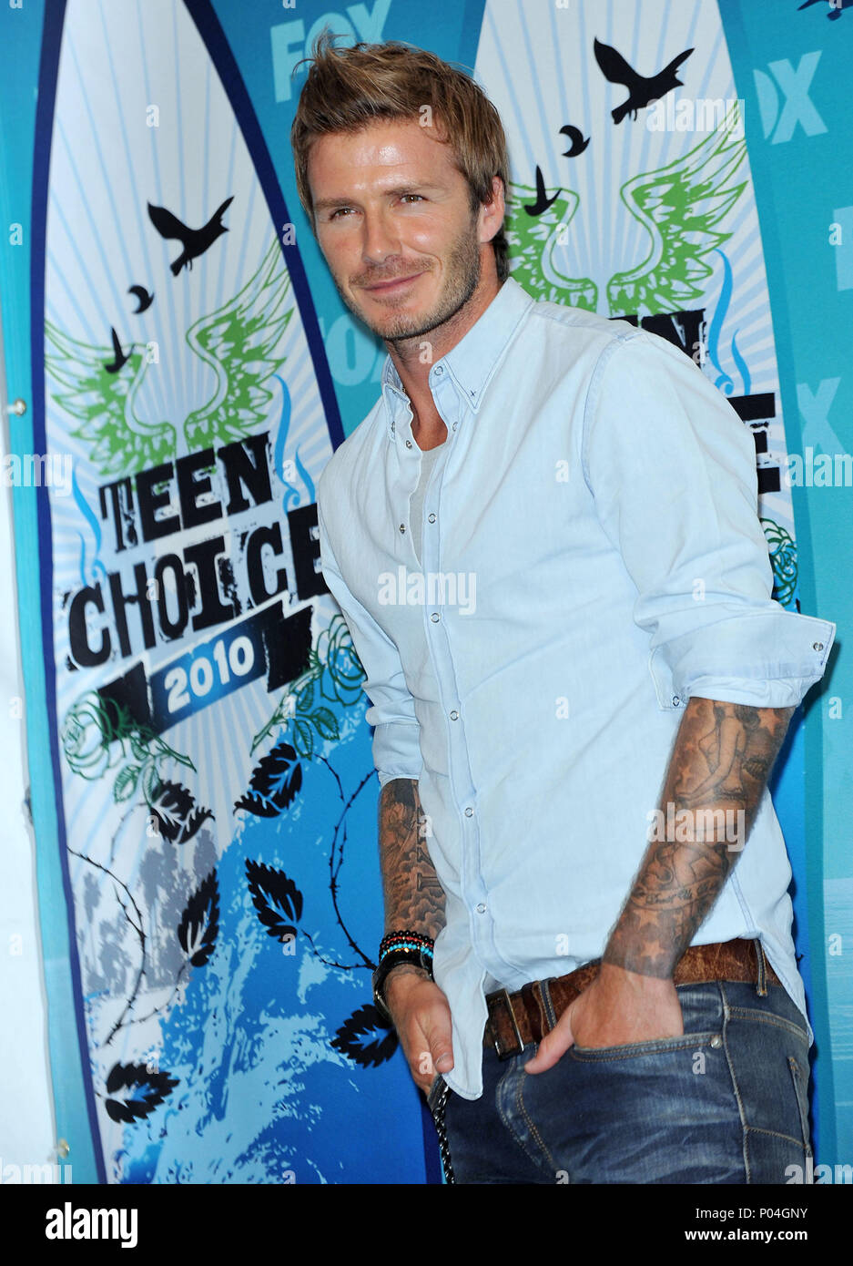 David Beckham Teen Choice Awards 2010 an der Gibson Amphitheatre in Los Angeles. DavidBeckham 32 Red Carpet Event, Vertikal, USA, Filmindustrie, Prominente, Fotografie, Bestof, Kunst, Kultur und Unterhaltung, Topix Prominente Fashion/Vertikal, Besten, Event in Hollywood Leben - Kalifornien, Roter Teppich und backstage, USA, Film, Stars, Film Stars, TV Stars, Musik, Promis, Fotografie, Bestof, Kunst, Kultur und Unterhaltung, Topix, vertikal, eine Person aus dem Jahr 2010, Anfrage tsuni@Gamma-USA.com - drei Viertel Stockfoto