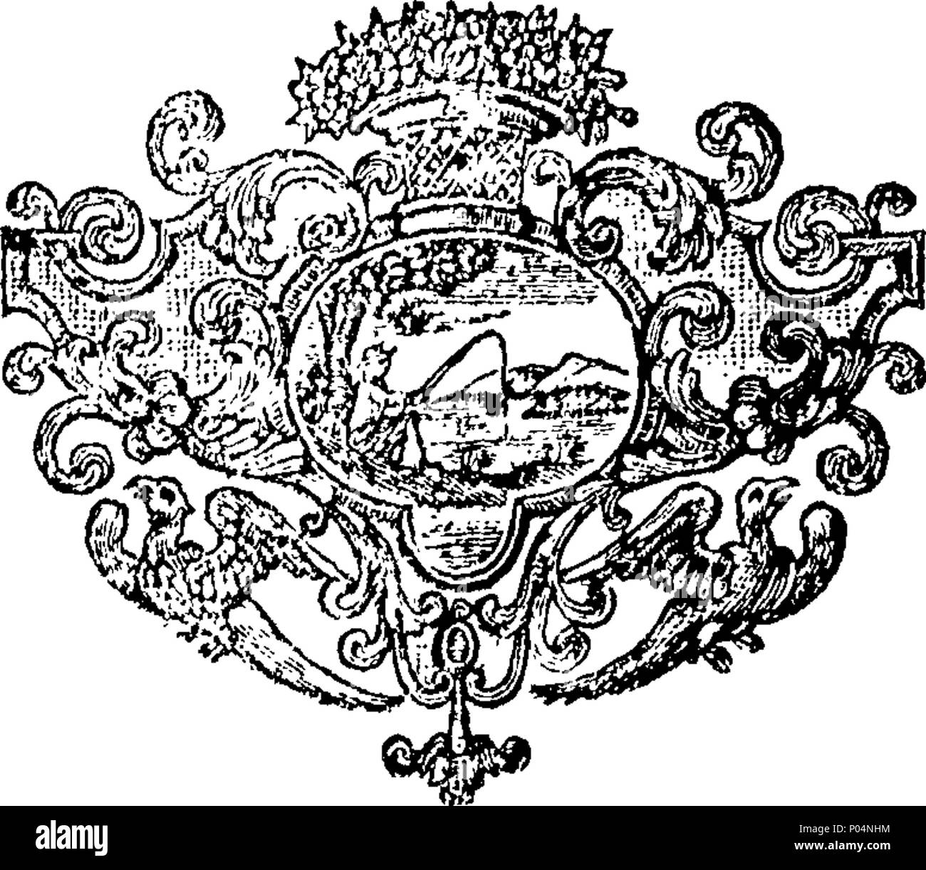 . Englisch: Fleuron aus Buch: A compendious System der natürlichen Philosophie. Mit Notizen mit der mathematischen Demonstrationen, und einige gelegentliche Bemerkungen. Teil II. Hydrostatik und Pneumatik. Die sind im Anhang einige Diplomarbeiten in Bezug auf diese Themen. Von J. Rowning, M., Rektor der Anderby in Lincolnshire und Fellow des Magdalen College in Cambridge. 57A compendious System der natürlichen Philosophie Fleuron T 190714-2 Stockfoto