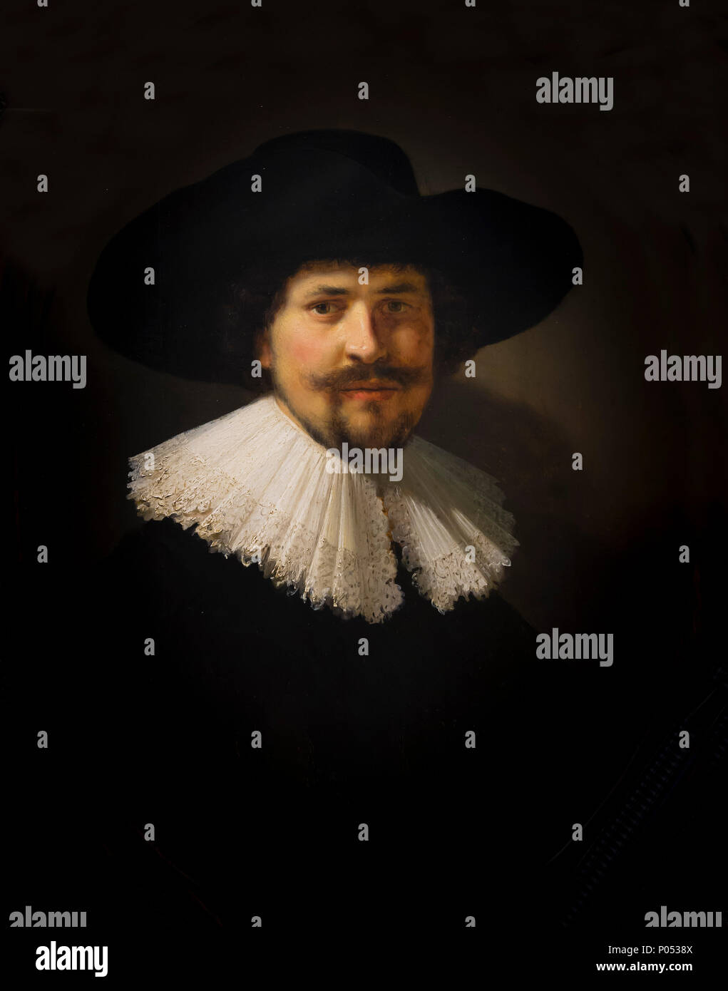 Porträt der Mann mit dem schwarzen Hut, Rembrandt, 1634, Museum der Bildenden Künste, Boston, Mass, USA, Nordamerika Stockfoto