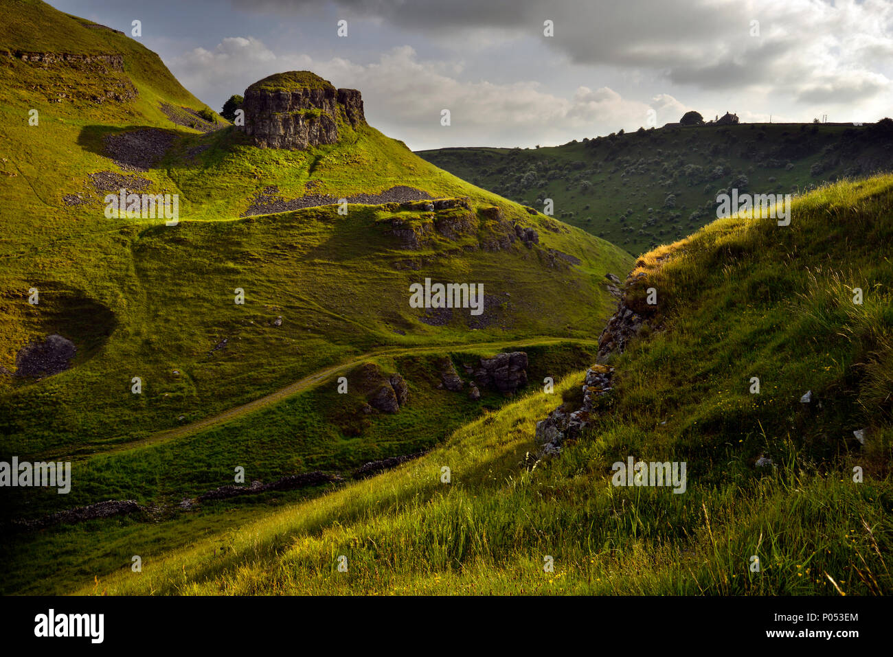 Abends Licht in Cressbrook Dale (2) Stockfoto