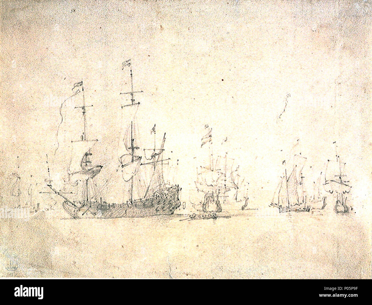 Englisch Ein Hollandisches Schiff Unter Segeln Einfach Auf Der Linken Seite Ist Ein Schiff Aus Dem