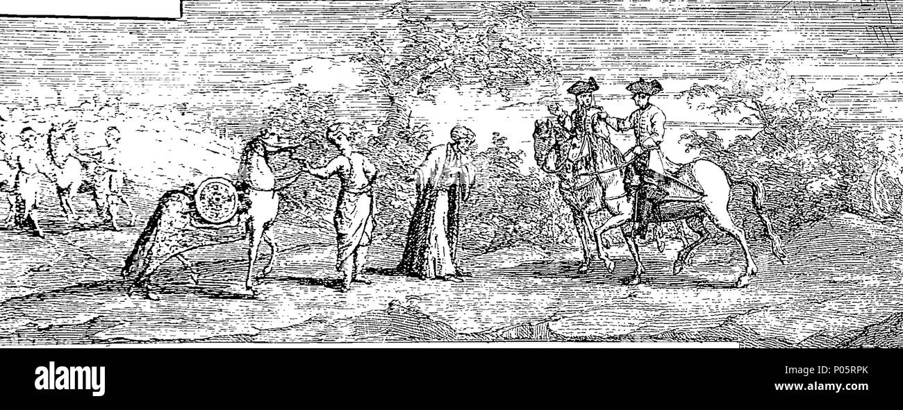 . Englisch: Fleuron aus Buch: A. de la Motraye's Reisen durch Europa, Asien und in Afrika; Mit der richtigen Cutts und Karten. Mit einer großen Vielfalt von geografischen, topografische und politische Bemerkungen zu jenen Teilen der Welt, vor allem in Italien, Turky, Griechenland, Crim und Noghaian Tartaries, Circassia, Schweden und Lappland. Eine kuriose Sammlung von Dingen besonders seltene, sowohl in der Natur als auch der Antike, wie Reste von antient Städten und Kolonien, Inschriften, Idole, Medaillen, Mineralien, &c. Mit einem Rückblick auf die wesentlichen Ereignisse, die "während der Geschehen Stockfoto