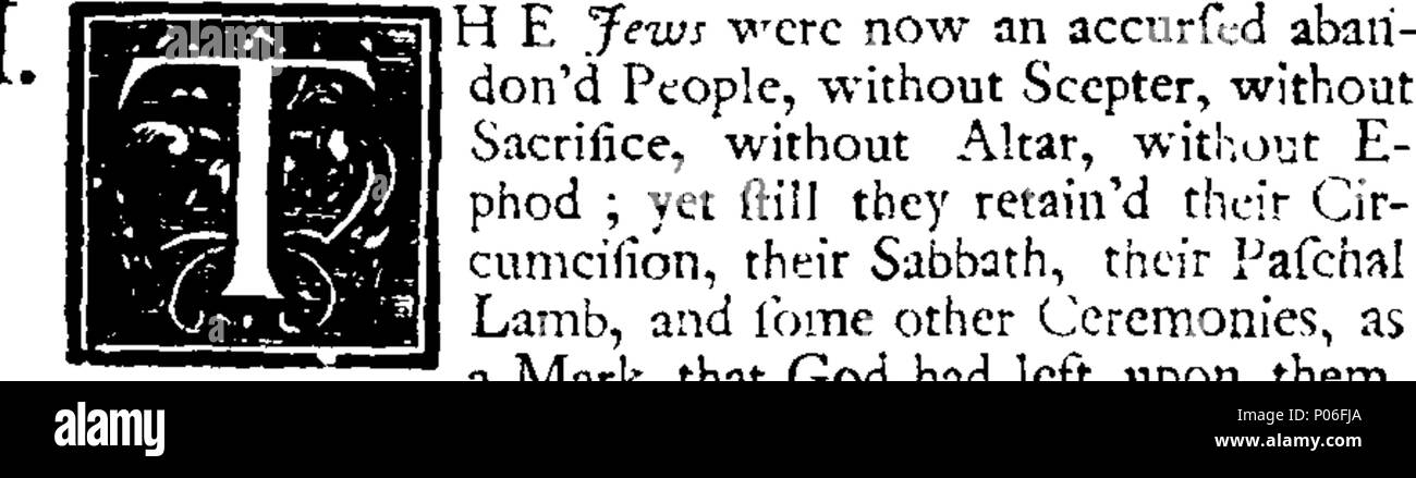 . Englisch: Fleuron aus Buch: eine allgemeine kirchliche Geschichte von der Geburt der allerseligsten Retter zu der ersten Gründung des Christentums von menschlichen Gesetze, unter Kaiser Konstantin der Große. Mit über 313 Jahren. Mit so viel von der jüdischen und römischen Geschichte als notwendig und praktisch für die Arbeit illustrieren. Zu dem wird hinzugefügt, eine große Chronologische Tabelle aller Römischen und kirchliche Angelegenheiten, im gleichen Zeitraum enthalten. Von Laurence Echard, A. M. Prebendary von Lincoln, und Kaplan der Right Reverend William, Herrn Bischof dieser Diözese. ... 1. Stockfoto