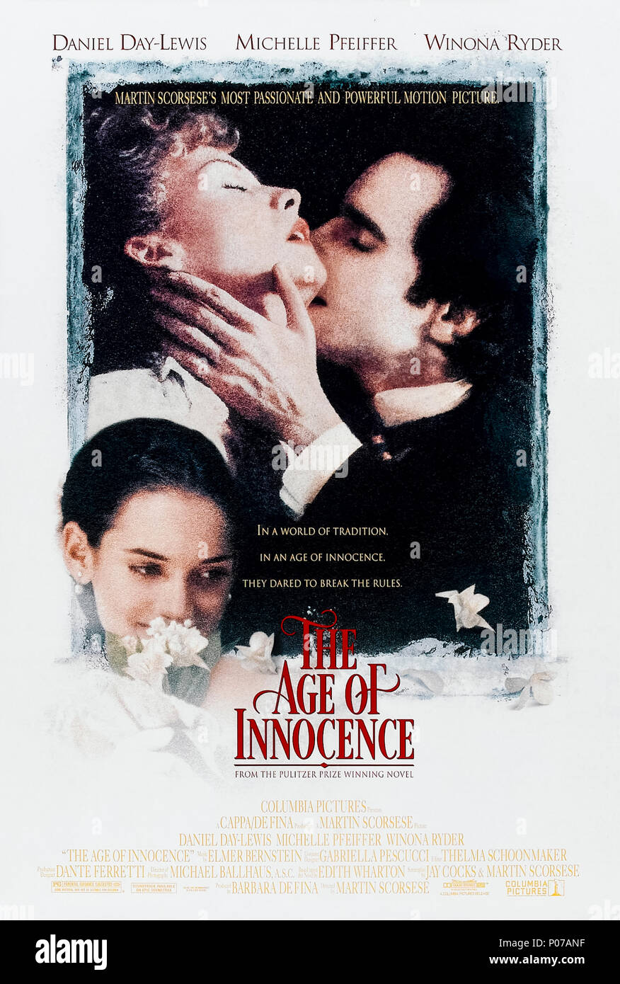 Die Zeit der Unschuld (1993) von Martin Scorsese Regie und Hauptdarsteller Daniel Day-Lewis, Michelle Pfeiffer und Winona Ryder. Anpassung von Edith Wharton 1920 Roman über die Moral von 1870 die High Society in New York. Stockfoto