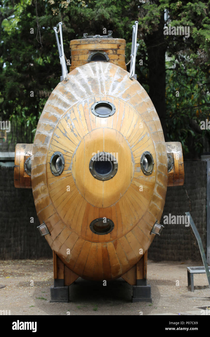 Ictineo I. war eine bahnbrechende u-Boot, gebaut von Ingenieur Nacis Monturiol, 1858-59. Barcelona, Spanien. Stockfoto