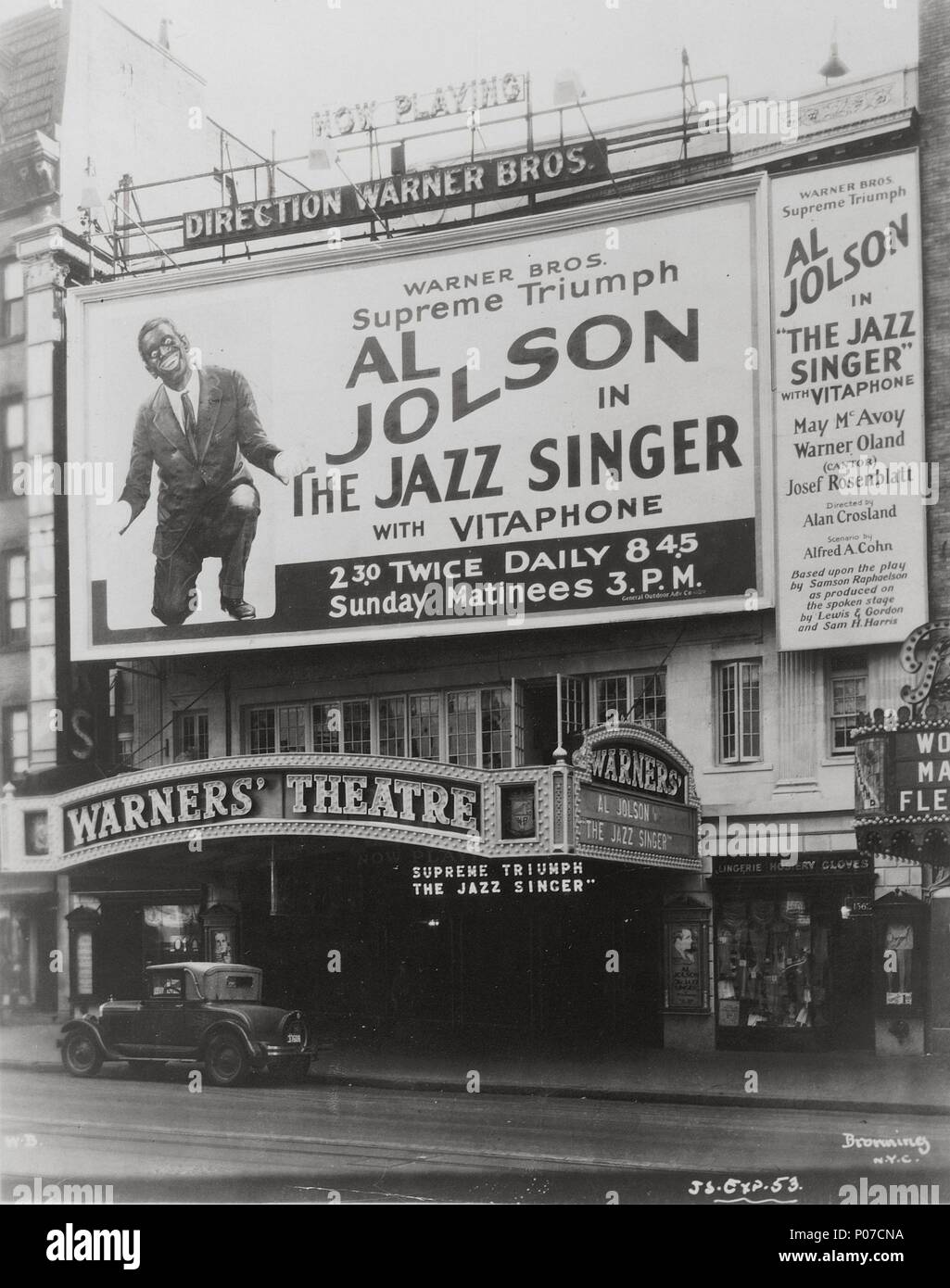 Original Film Titel: der Jazz Sänger. Englischer Titel: The JAZZ SINGER. Regisseur: ALAN CROSLAND. Jahr: 1927. Stars: ALAN CROSLAND; AL JOLSON; SAMSON RAPHAELSON. Quelle: WARNER BROTHERS/Album Stockfoto