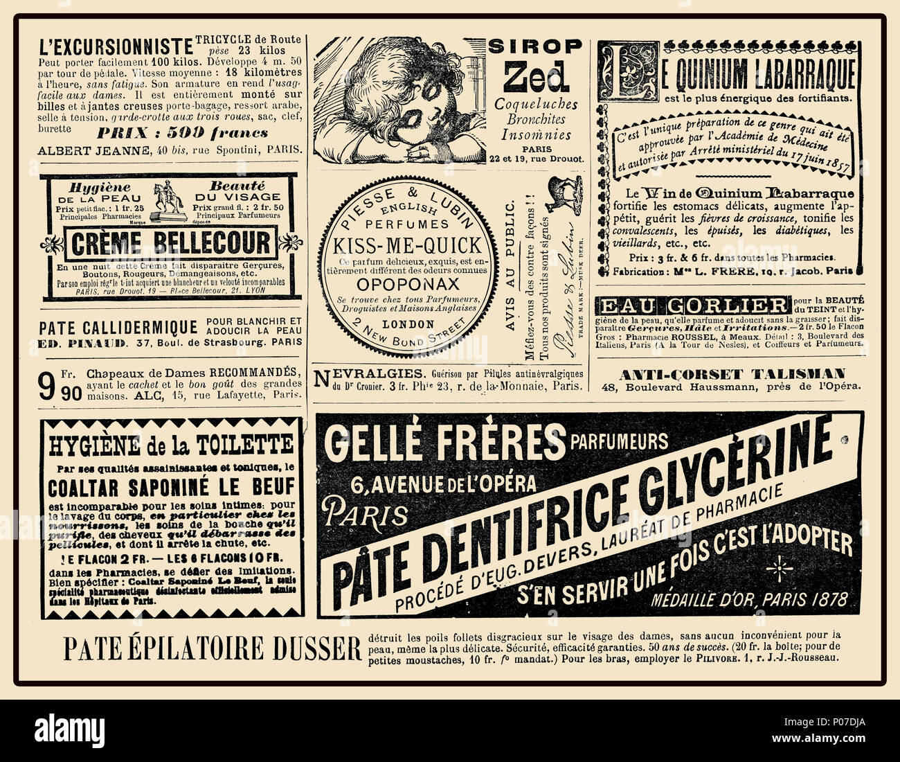 Werbung Seite auf "La Vie Parisienne" französische Satiremagazin, Jahr 1888 Stockfoto